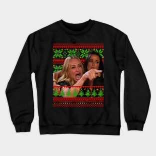 Woman Screaming At A Cat Ugly Christmas Sweater Crewneck Sweatshirt